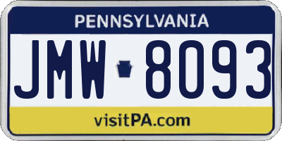 PA license plate JMW8093