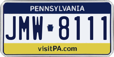 PA license plate JMW8111