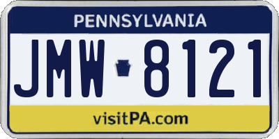 PA license plate JMW8121