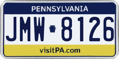 PA license plate JMW8126