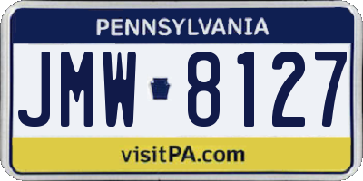 PA license plate JMW8127