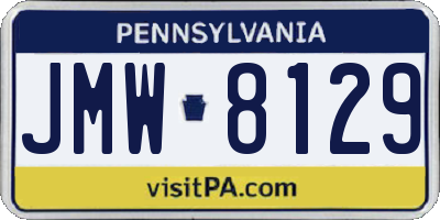 PA license plate JMW8129
