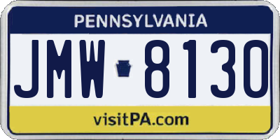 PA license plate JMW8130
