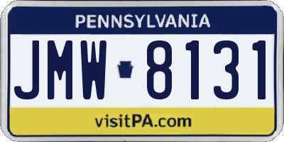 PA license plate JMW8131