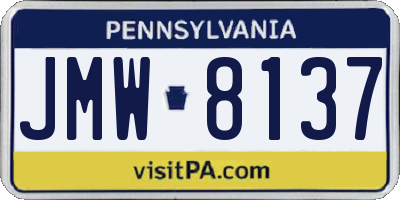PA license plate JMW8137