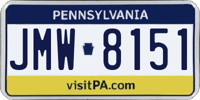 PA license plate JMW8151