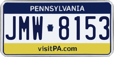 PA license plate JMW8153