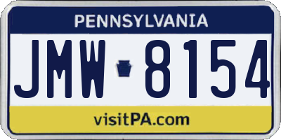 PA license plate JMW8154