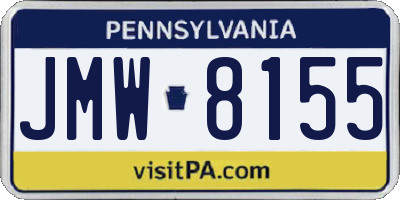 PA license plate JMW8155