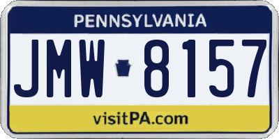 PA license plate JMW8157