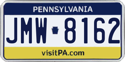 PA license plate JMW8162