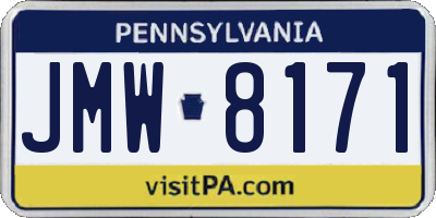 PA license plate JMW8171