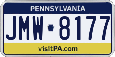 PA license plate JMW8177