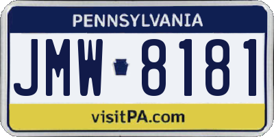 PA license plate JMW8181