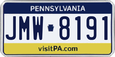 PA license plate JMW8191