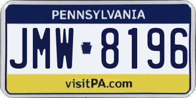 PA license plate JMW8196