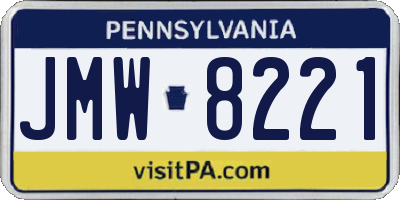 PA license plate JMW8221