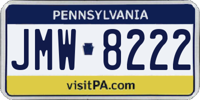 PA license plate JMW8222