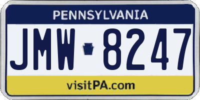 PA license plate JMW8247