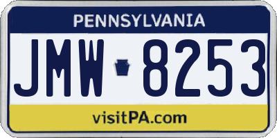 PA license plate JMW8253