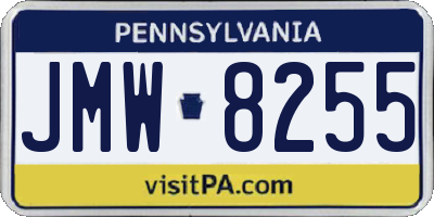 PA license plate JMW8255