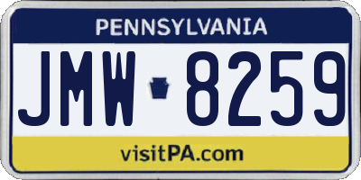 PA license plate JMW8259