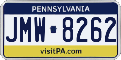 PA license plate JMW8262
