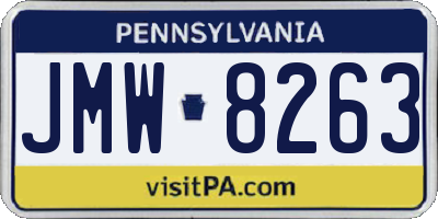 PA license plate JMW8263