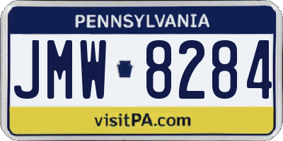 PA license plate JMW8284