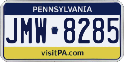 PA license plate JMW8285