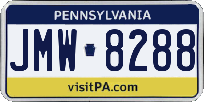 PA license plate JMW8288