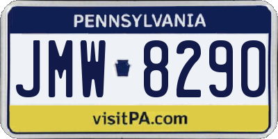 PA license plate JMW8290