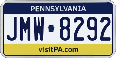 PA license plate JMW8292