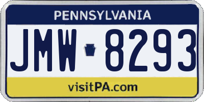 PA license plate JMW8293