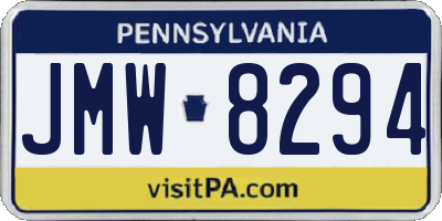PA license plate JMW8294
