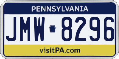 PA license plate JMW8296