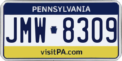 PA license plate JMW8309