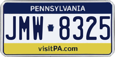 PA license plate JMW8325