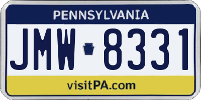 PA license plate JMW8331