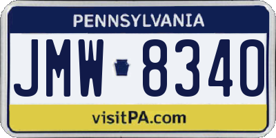 PA license plate JMW8340