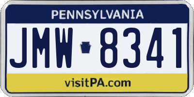 PA license plate JMW8341