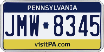 PA license plate JMW8345