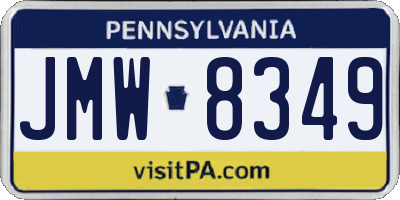 PA license plate JMW8349