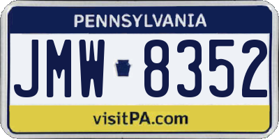 PA license plate JMW8352