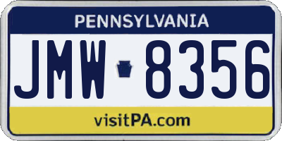 PA license plate JMW8356
