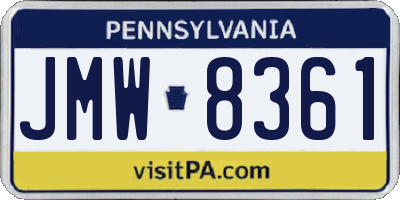 PA license plate JMW8361