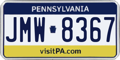 PA license plate JMW8367