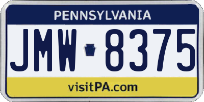 PA license plate JMW8375