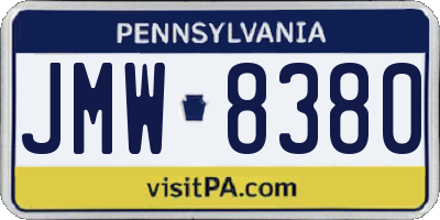 PA license plate JMW8380
