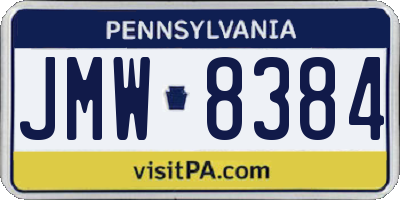 PA license plate JMW8384